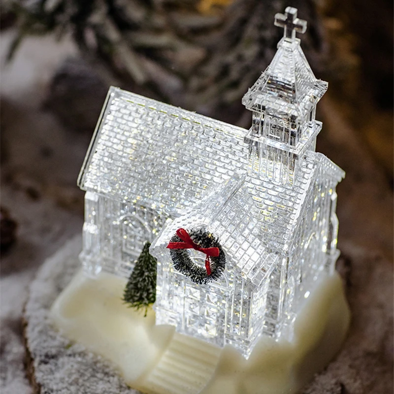 Ziemassvētku Rotājumi Kristāla Bumbu Sniega House Music Box Akrila Arhitektūras Modelis Amatniecības Rotājumi Ziemassvētku Dāvanu, Mājas Dekoru
