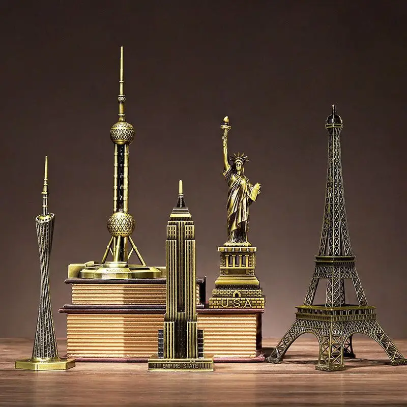 Dzelzs Vēsturiskā Ēka Modelis Eifeļa Tornis Austrumu Pērle Radošo Mājas Dekors Dzīvojamā Istaba Rotājumi Metāla Rotājumi