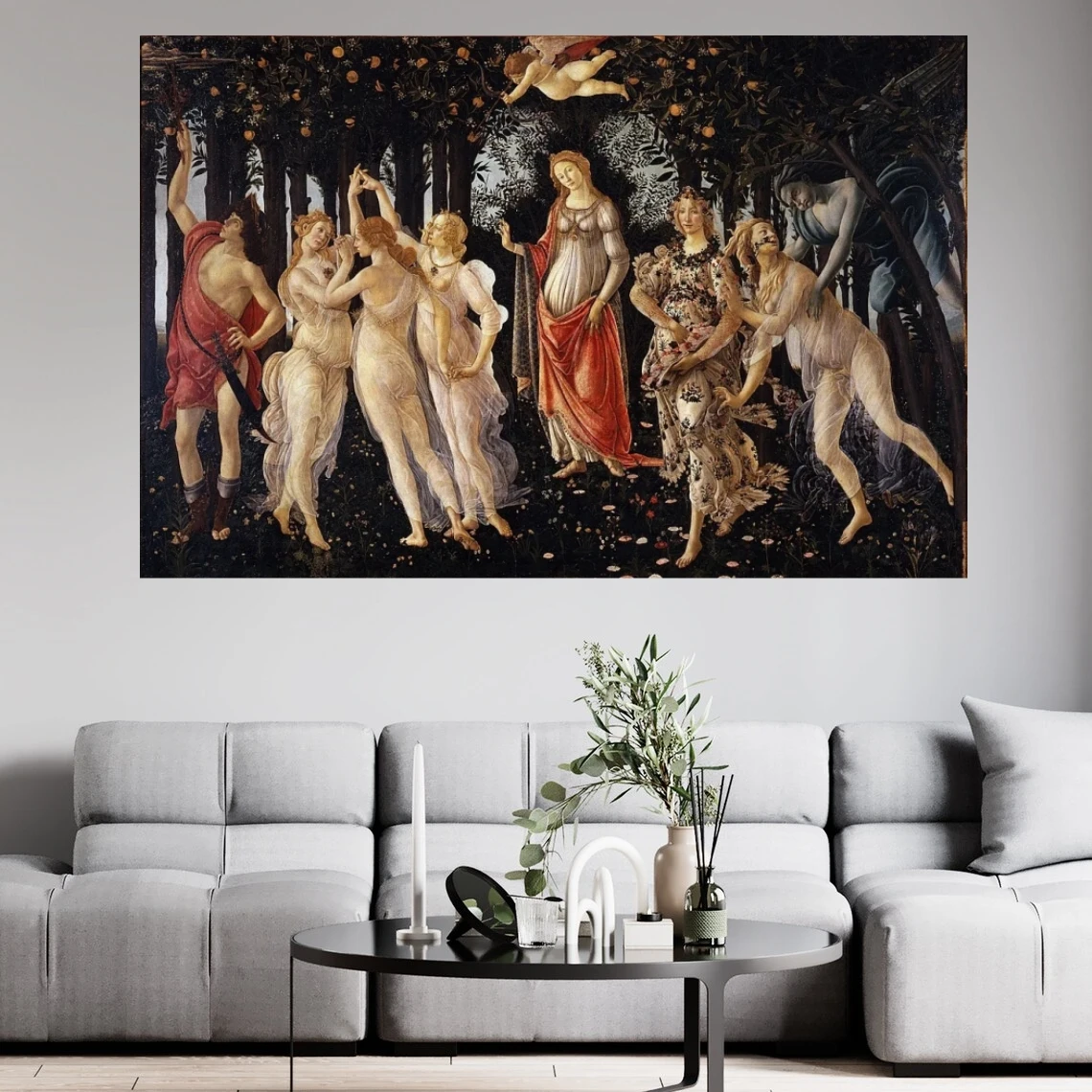 Portrets Lielā Eļļas Glezna Roku Apgleznoti Primavera, ko Sandro Botičelli Sienas Mākslas Ainu, viesistaba, Mājas Apdare