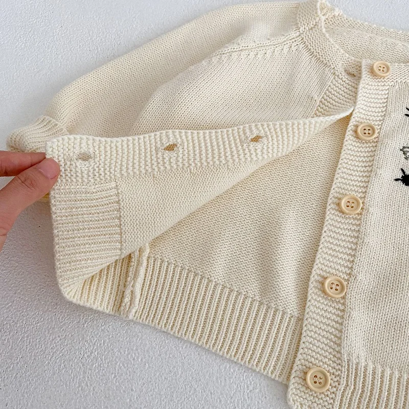 2023 Pavasara Jaundzimušo Bērnu Trikotāža Apģērbu Ar Garām Piedurknēm, Ziedu Izšuvumi Džemperis Jaka Top Dobi No Trikotāžas-Adītas Drēbes Bodysuit