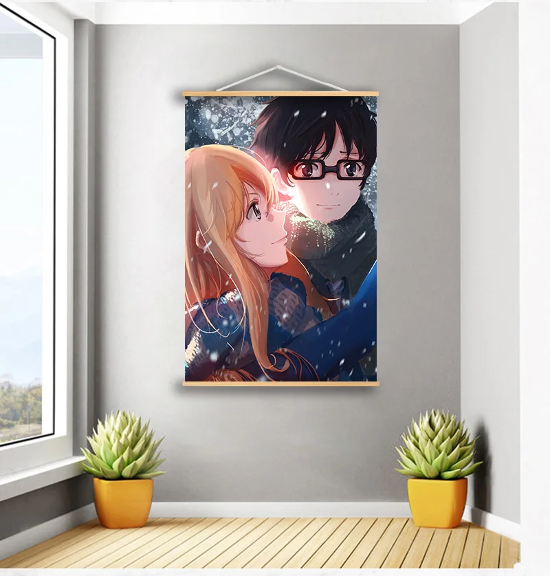 Anime, Manga Miyazono Kaori Sienas plakātus, kanvas glezna masīvkoka Karājas Ritiniet Jūsu Meli aprīlī sienas dekori