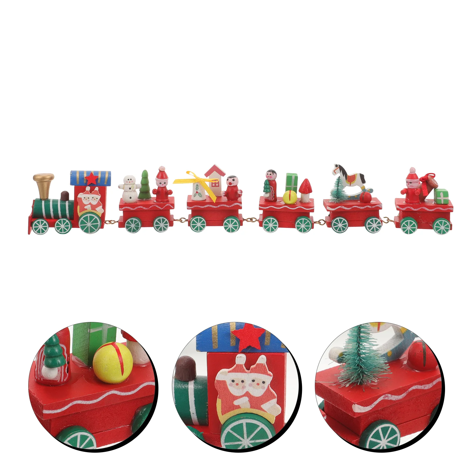 Koka Vilcienu Ziemassvētku Rotājumu Darbvirsmas Apdare Dāvanu Rotaļlietas Ziemassvētku Galda Rota