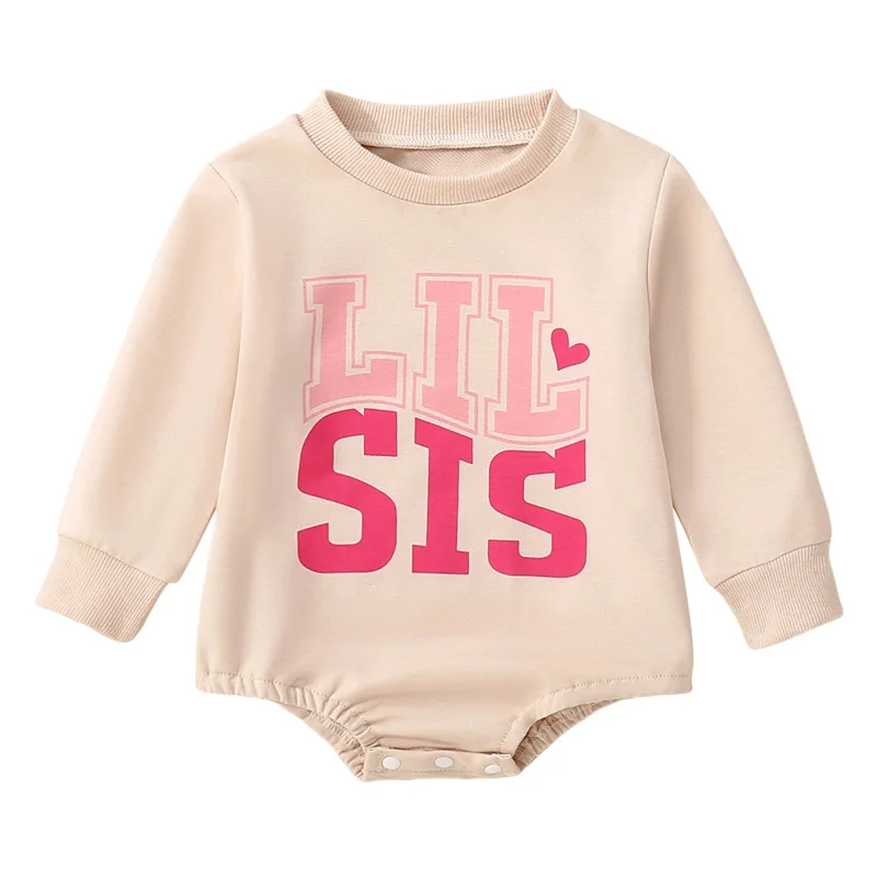 Toddler Infant Baby Girl Matching Apģērbs Lil Sis Burbulis Romper Big Sis Krekls Fall Winter Brālis Drēbes
