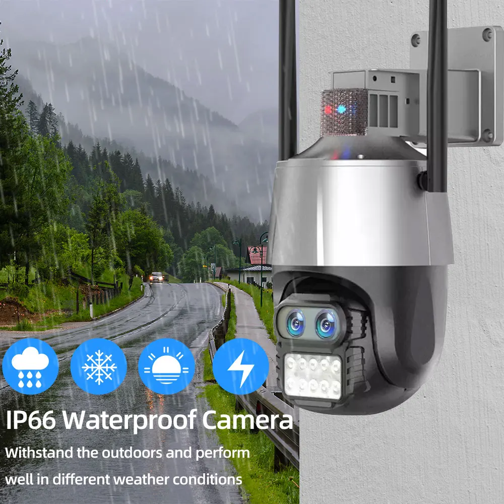 8MP 4K IP Kameras WiFi Drošības CCTV Kamera ar Duālo Lēcu Krāsu Nakts Redzamības 4MP 2K 8X Digitālo Zoom IP66 Āra Novērošanas Kamera