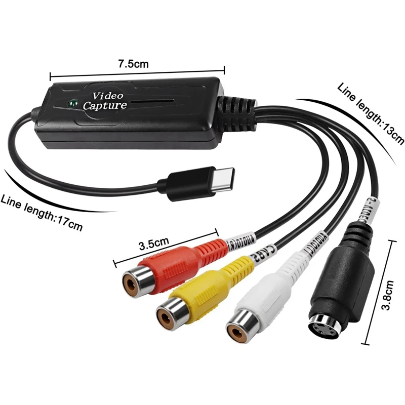 1 GAB. RCA AV USB C Converter Video Uztveršanas Kartes Adapteris, AV NTSC PAL Video, S Video/Composite USB Pārveidotājs