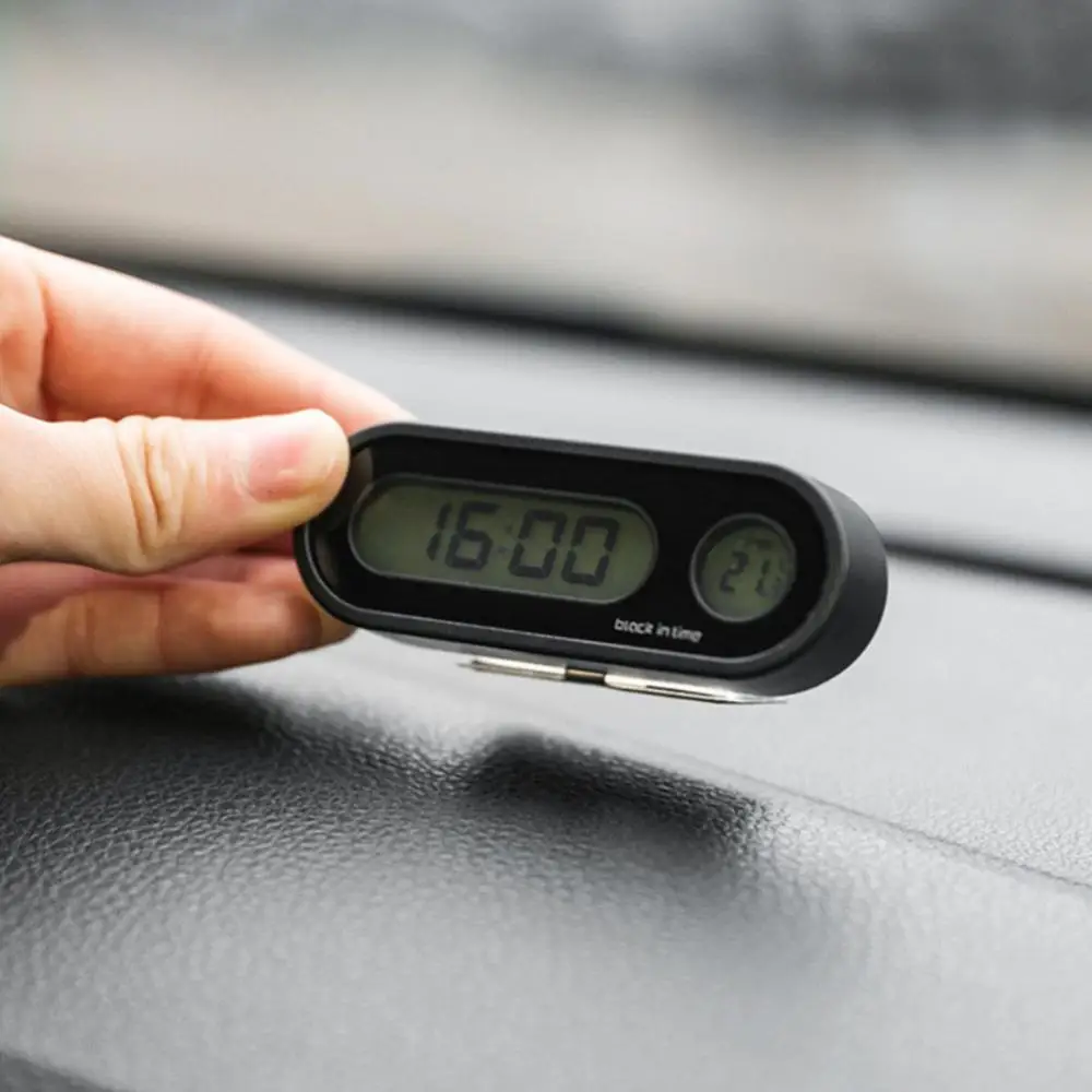Mini Elektroniskie Auto Pulksteņa Laika Skatīties Auto Paneļa Pulksteņi Gaismas Termometrs ar LCD Apgaismojums Ciparu Displejs Interjera Aksesuārs