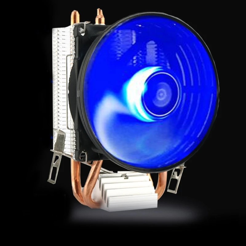 CPU 2 Siltuma caurules Ventilators ar Zilu Gaismu Iesaldēt Torņa Dzesēšanas Sistēma ar PWM Fani D5QC