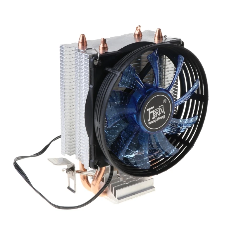 CPU 2 Siltuma caurules Ventilators ar Zilu Gaismu Iesaldēt Torņa Dzesēšanas Sistēma ar PWM Fani D5QC