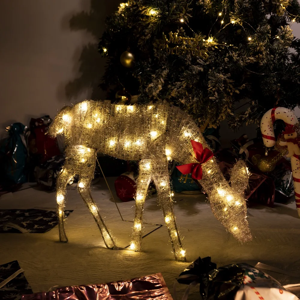 3pcs Čuguna Mākslas Aļņu, Briežu Ziemassvētku Dārza Rotājumu, Ar LED Gaismas Mirdzošā Mirdzums Ziemeļbriežu Xmas Mājas Ārā Pagalmā Rotājumu Dekori