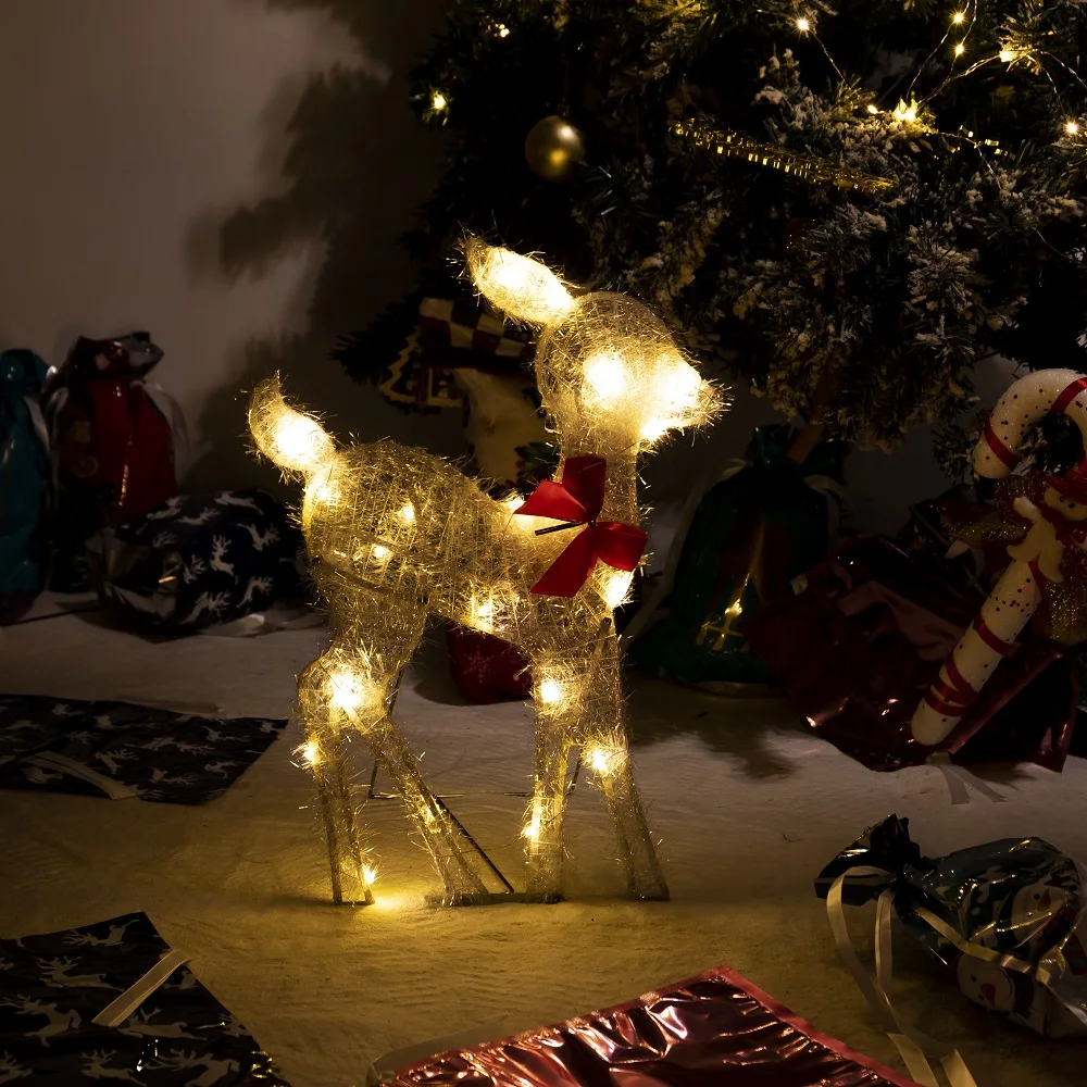 3pcs Čuguna Mākslas Aļņu, Briežu Ziemassvētku Dārza Rotājumu, Ar LED Gaismas Mirdzošā Mirdzums Ziemeļbriežu Xmas Mājas Ārā Pagalmā Rotājumu Dekori