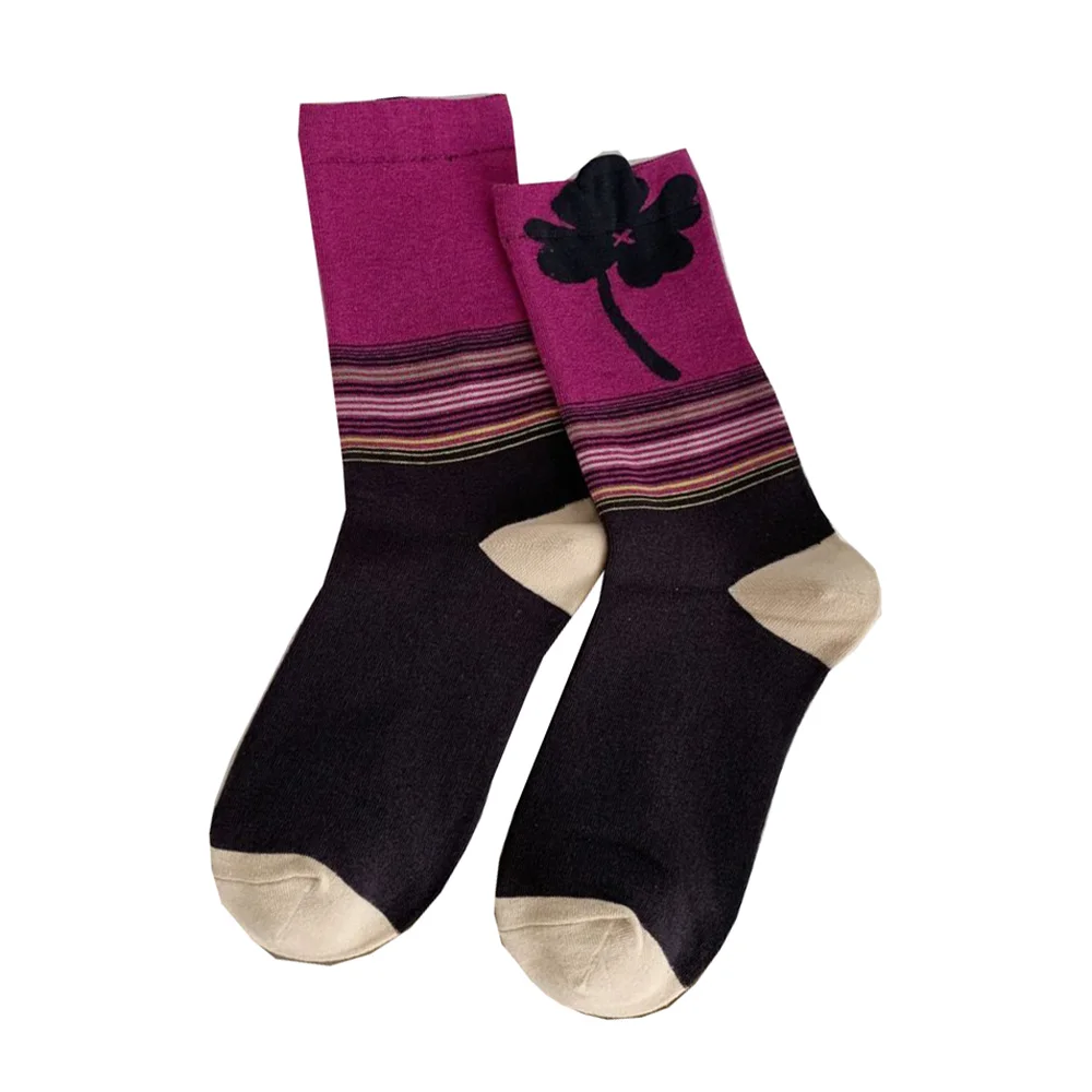 3 Pārī Grīdas Zeķes Sieviešu Modes Drukāt Trīsdimensiju Ziedu Garās Zeķes, Rudens, Ziemas Gadījuma Streetwear Socken Damen