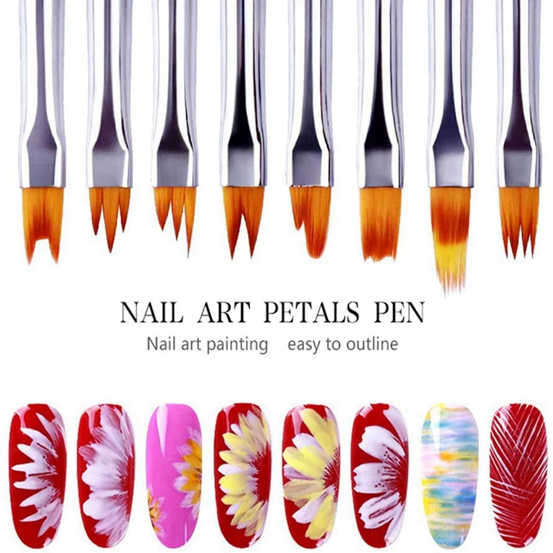 24Pcs Krāsu Krāsas Pildspalvu Komplekts Rozā Ziedlapiņu Pildspalva Nagu Suka Īso Nagu Suka