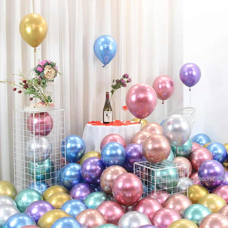 50gab 10 Collu Lateksa Metāla Balonu Dzimšanas dienu, Kāzu Dekorēšana Guļamistaba Fona Sienas Vienošanās Piederumi