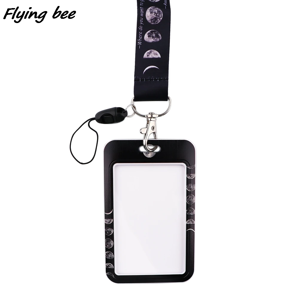 Flyingbee X1762 Mēness Aptumsums Siksniņa ID Kartes Turētājs, Auto KeyChain, ID Karte Caurlaide Sporta Mobilo Tālruni, Emblēmu, Atslēgu, Gredzenu Turētājs Rotaslietas