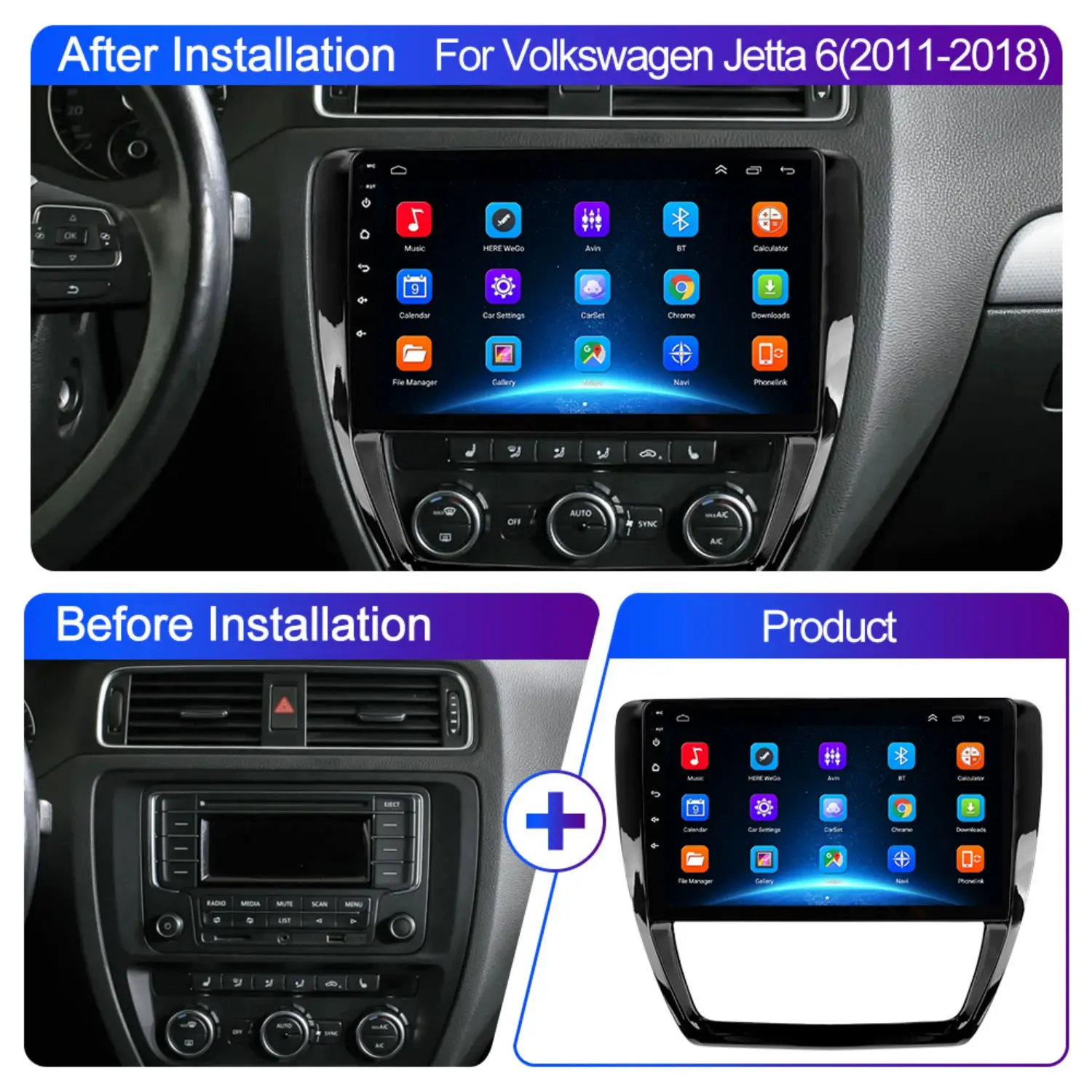 Par Volkswagen VW Sagitar Jetta 6 Bora 2011-2018 Android 10 2Din Auto Radio Multimediju Video Atskaņotājs Navigācija GPS Carplay Stereo