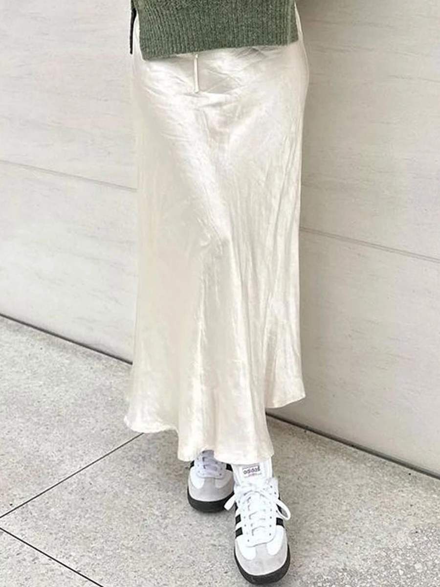 Elegantas Plisētās-Line Midi Svārki ar Regulējamu Aukliņu Josta - Universāls Cietā Krāsu Sieviešu Modes Svarīgi