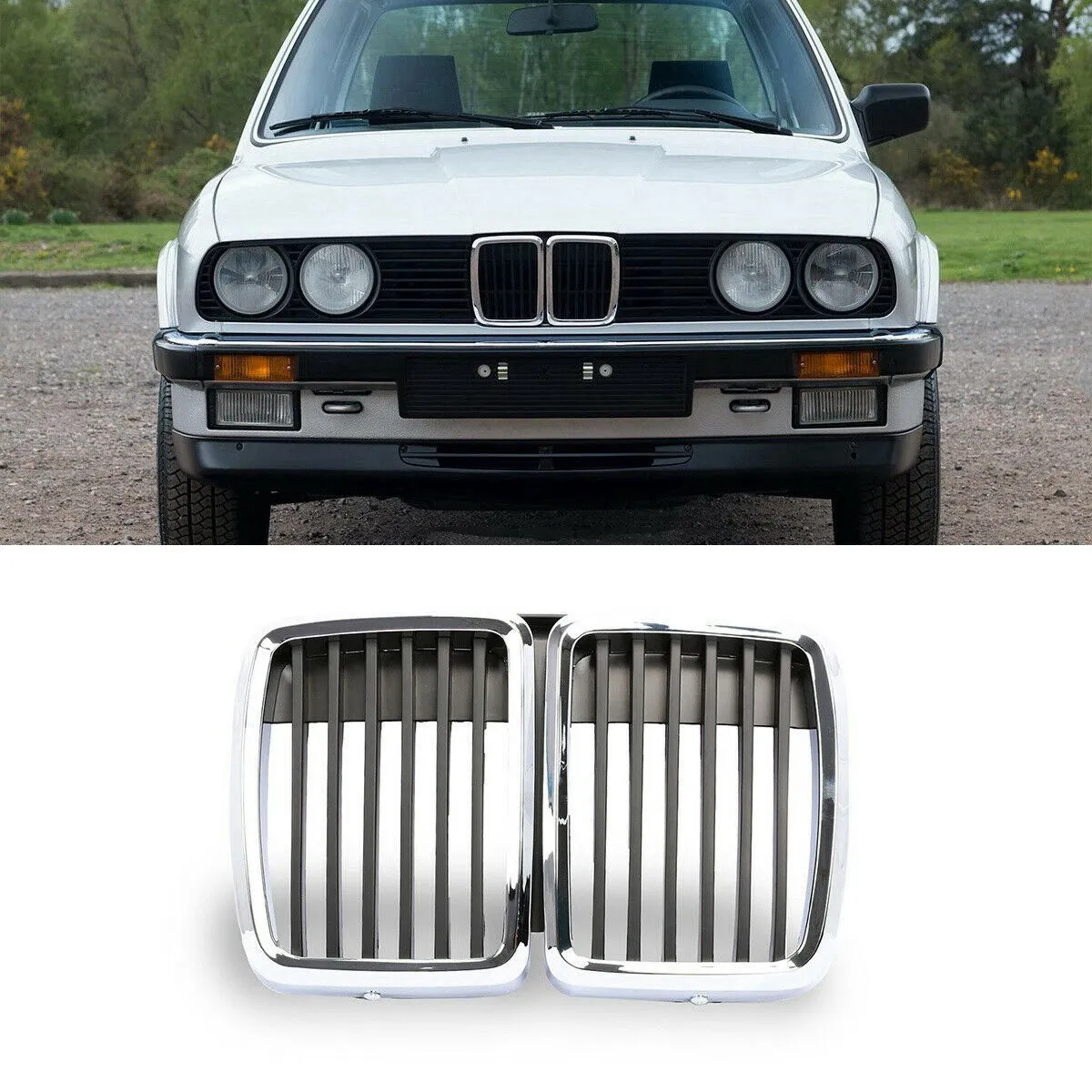 Priekšējā Pārsega Nieres Režģi, Restes Centrs Black Chrom BMW E30 M3 3 Serie 1982-1991