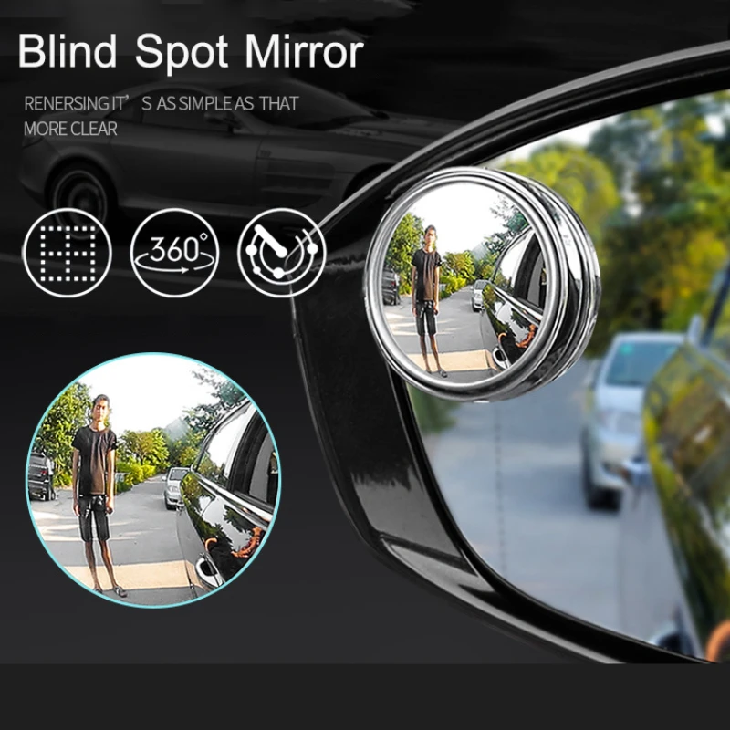 2gab Auto 360 Grādu Regulējams Skaidrs, Atpakaļskata Autonoma Spogulis Apaļā Rāmja Izliekta Blind Spot Spogulis, Platleņķa Braukšanas Drošību