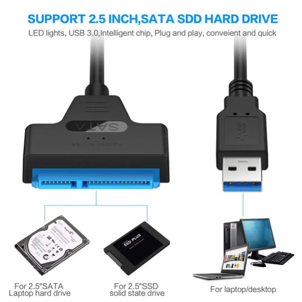 1/2/3PCS 3.0 2.0 SATA 3 Kabeli, Sata USB 3.0 Adapteris, Līdz Pat 6 gb / s Atbalsts 2.5 Collu Ārējie HDD SSD Cieto Disku 22 Pin Sata III
