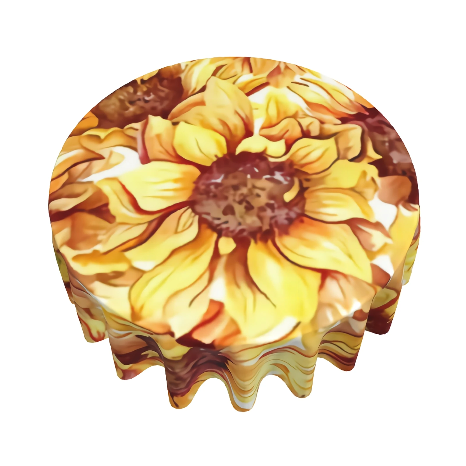 Akvarelis, Saulespuķes Apaļā Galda Audums – Mazgājams Ūdens Izturība Microfiber Galdauts Partijas Virtuves