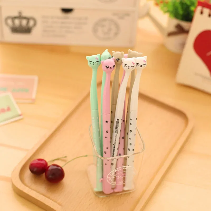 6pcs Loku Kaķis Gēla Tintes Pildspalva 0.5 mm Cute Candy Krāsu Maker Pildspalvu Skolai, Biroja preces Bērniem Dāvanas Izlases Krāsa