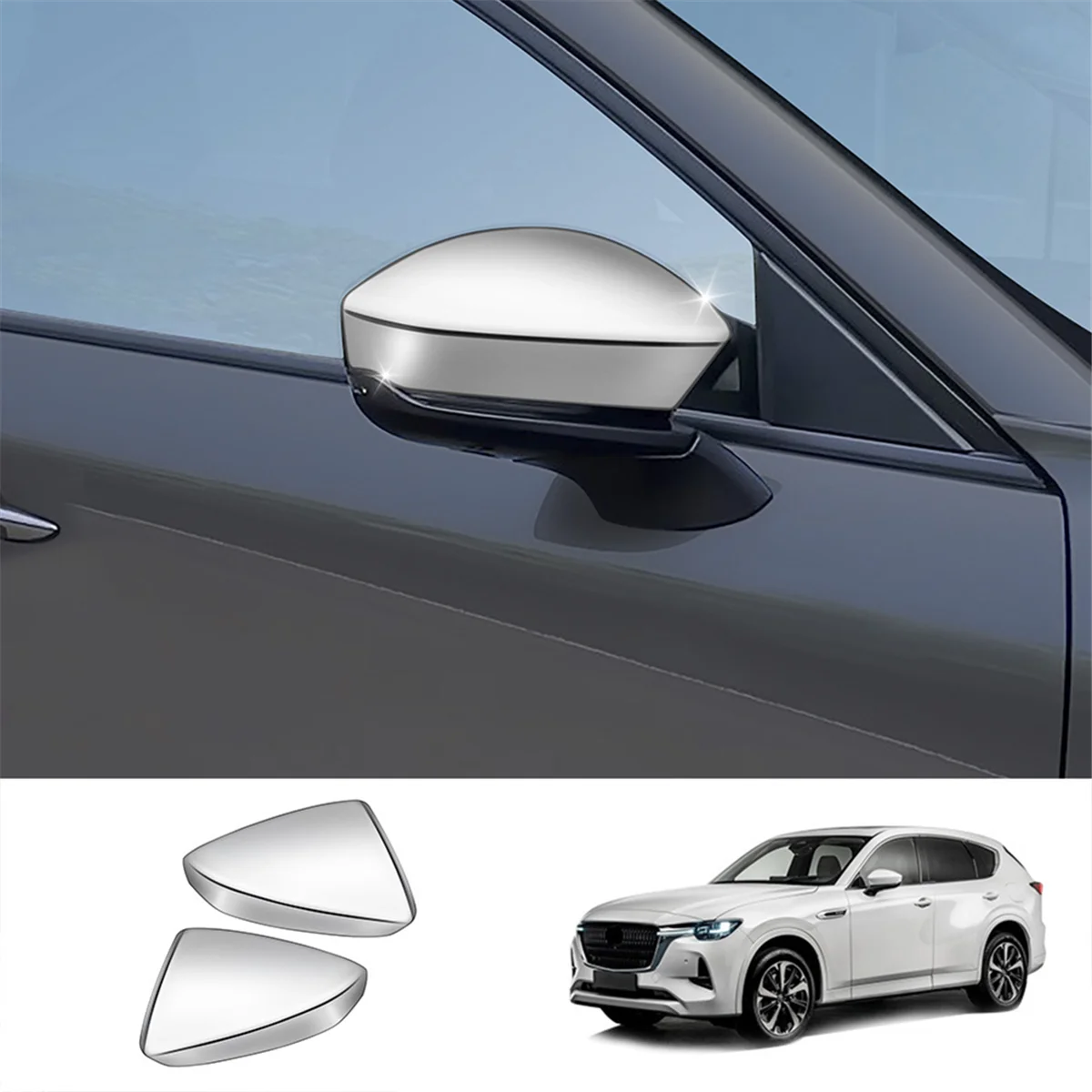 Auto Sudraba Atpakaļskata Sānu Spoguļi Vāciņš Melns Rāmis Sānu Spoguļi Vāciņi Mazda CX-60 2022 2023