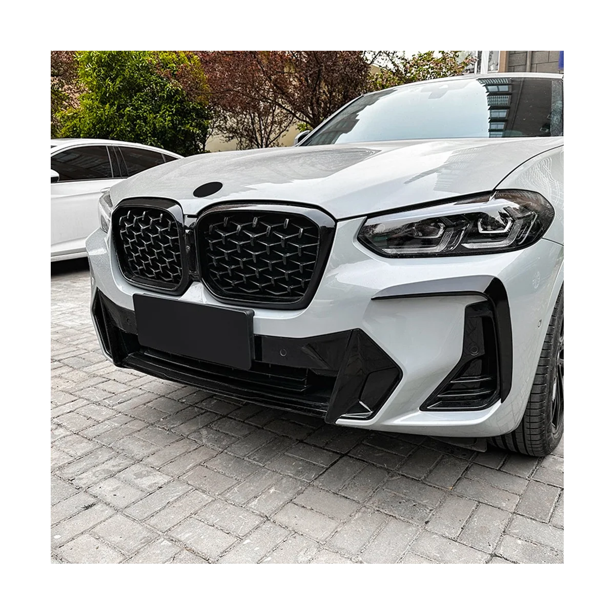 Auto Priekšējo Lukturi Kadru Bufera Vāciņš Melns Spoilers BMW X3 X4 G01 G02 M Sport LCI 2022 2023 +(Oglekļa )