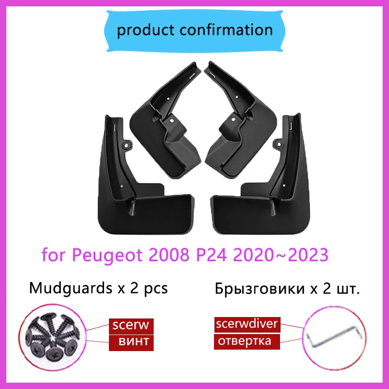 4GAB Auto Dubļusargi par Peugeot 2008 P24 2020 2021 2022 2023 Mudflaps Fender Dubļu Sargi Aizsargs Fenderi Auto Eksterjera Aksesuāri