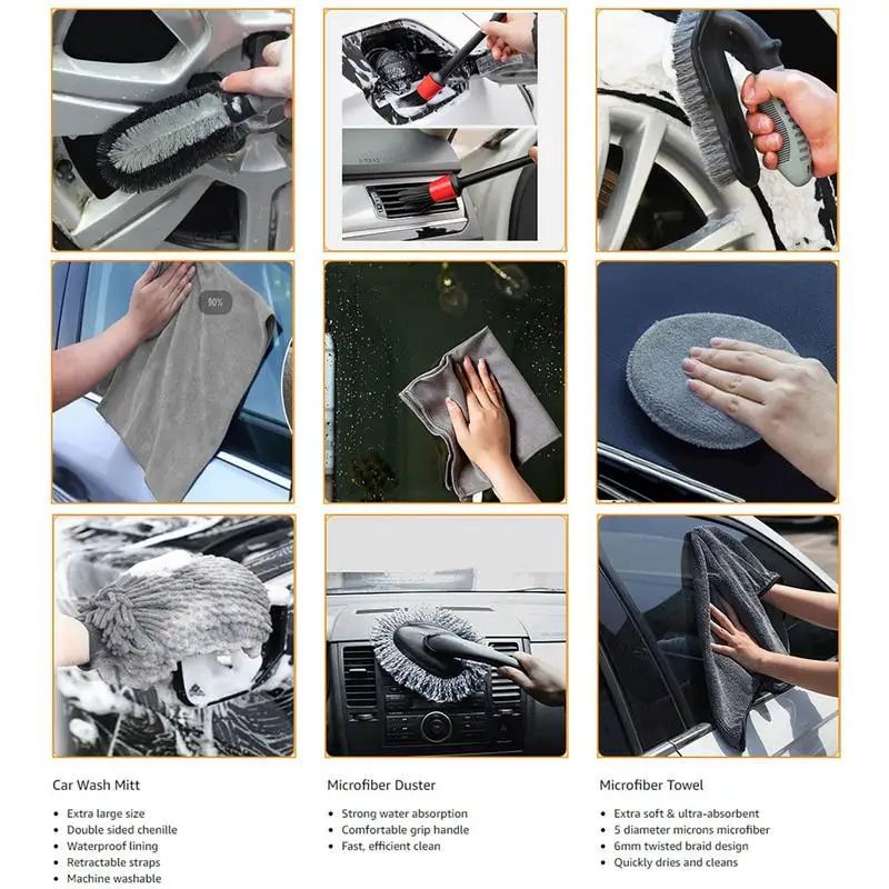 Auto Detalizējot Birste, Kas Auto Mazgāšana Komplekts Auto Tīrīšanas Birste Automašīnas Tīrīšanas Komplekts Auto Pulēšanas Komplekts Tīrīšanas Instrumenti, Auto Detalizējot Sukas
