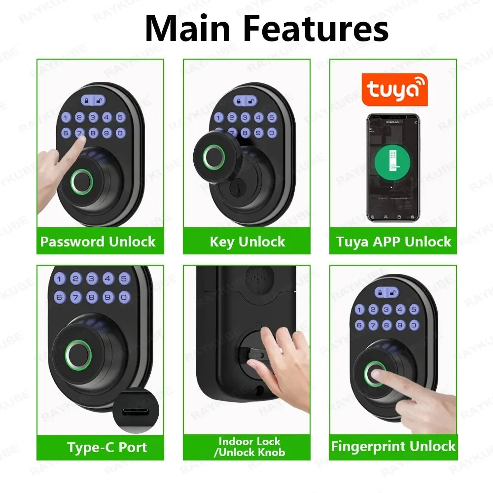 Smart Deadbolt Bloķēšanas Tuya Bluetooth pirkstu Nospiedumu Digitālo Elektriskās Bloķēšanas Atbalsta Attālo Pagaidu Paroli Koka Durvju 904F