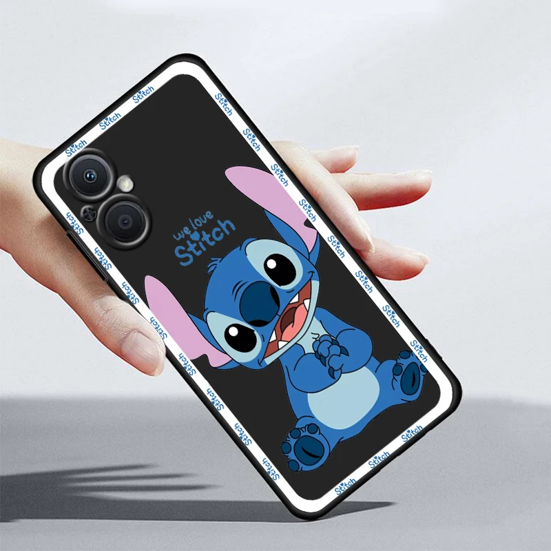 Disney Stitch ar robežu Telefonu Gadījumā Par OPPO Atrast X3 X5 Lite Neo Pro Reno 7 6 5 Pro Lite Z A53 S A74 A72 5G Melns Segt