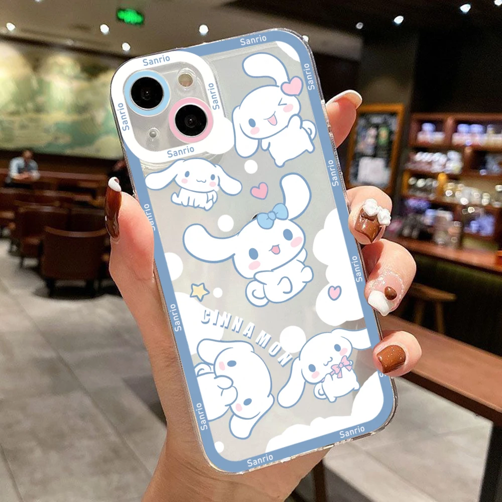 Aoger Sanrio Pochacco Hello Kitty kuromi Telefonu Gadījumā par Apple iPhone 14 12 13 11 Pro Max Mini Būtiska Šķidru Caurspīdīgu Vāciņu