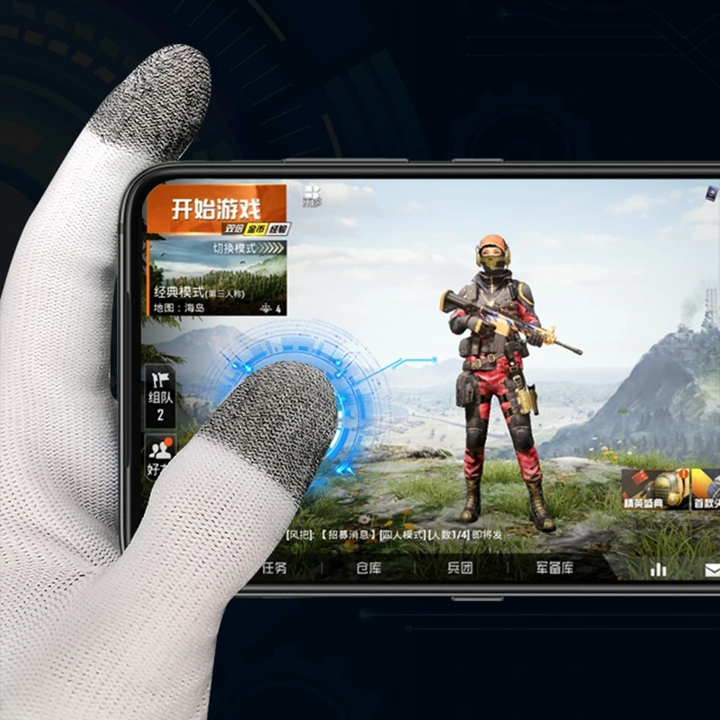 Mobilo Spēļu Kontrolleris Pirkstu Gultiņas Bezšuvju Īkšķa Pirksta Segtu Sviedri izturīgas Divu pirkstu Touch-screen Mobilo Spēli Cimdi